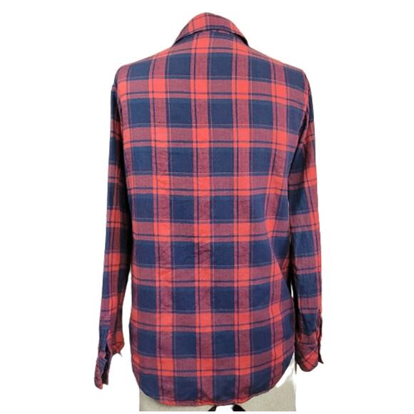 Blue and Red Plaid Button Up Flannel Shirt Size Small - Picture 2 of 5
